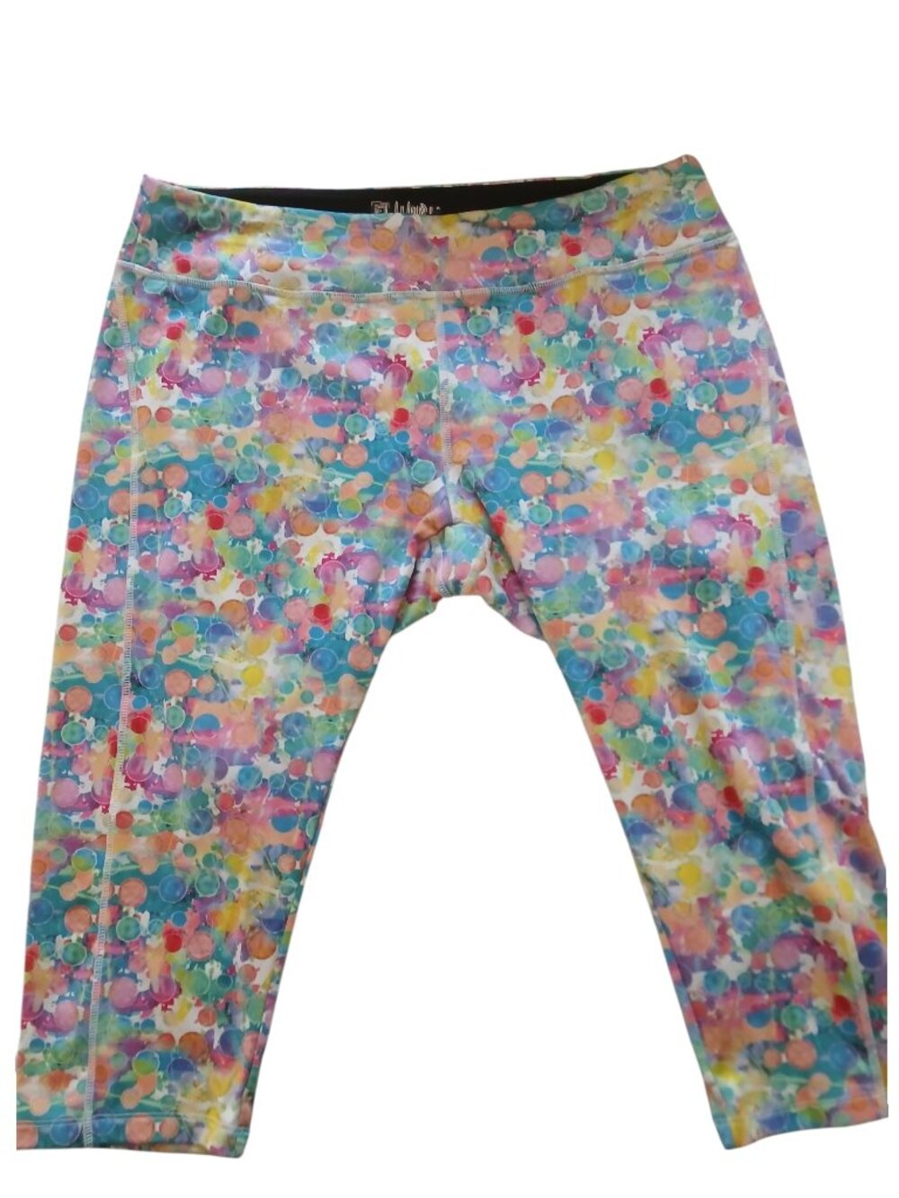LuLaRoe JADE Capri Athleteic leggings Multicolor Bubbles Womens Size 2XL
